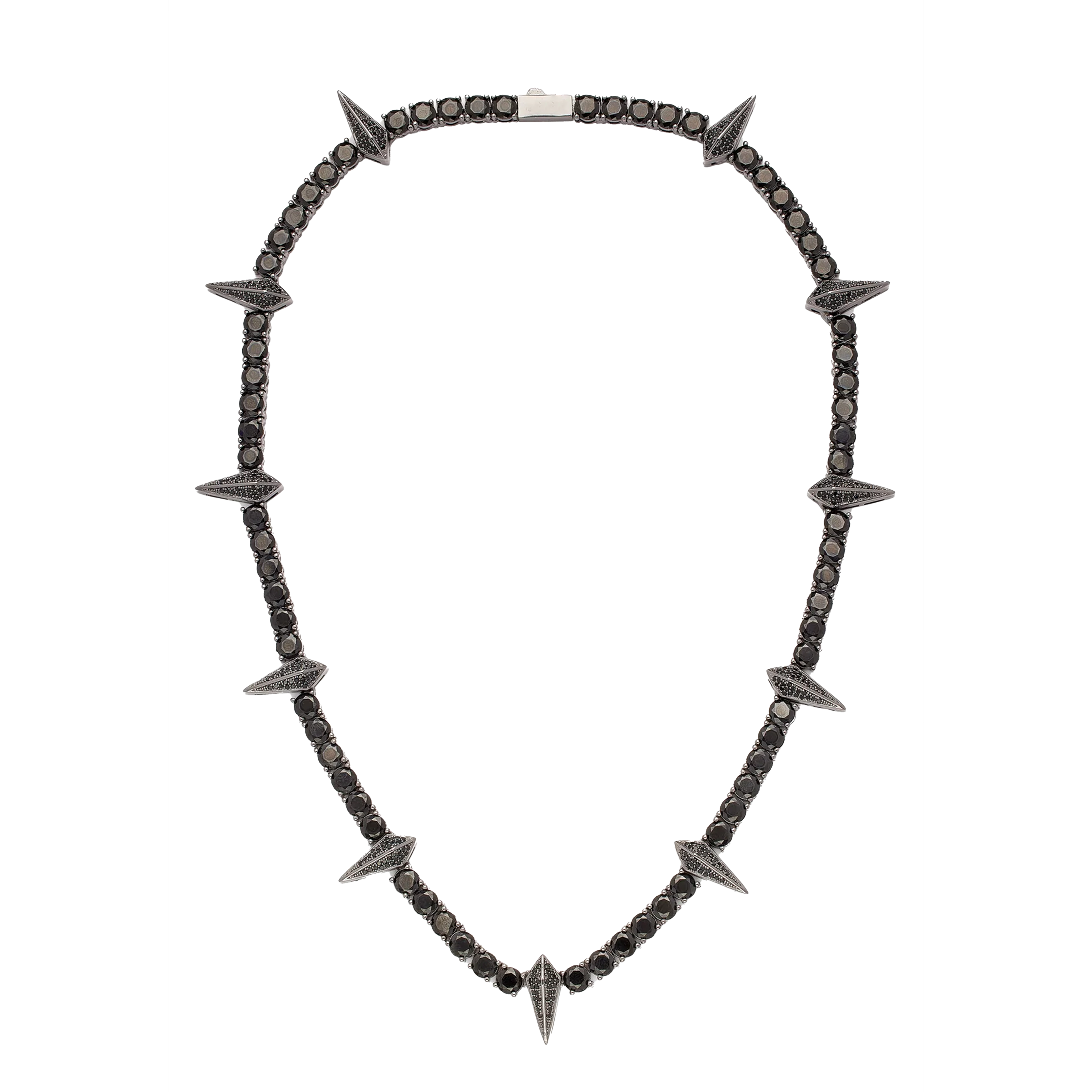 Pave Spike Tennis Chain In Black Gold